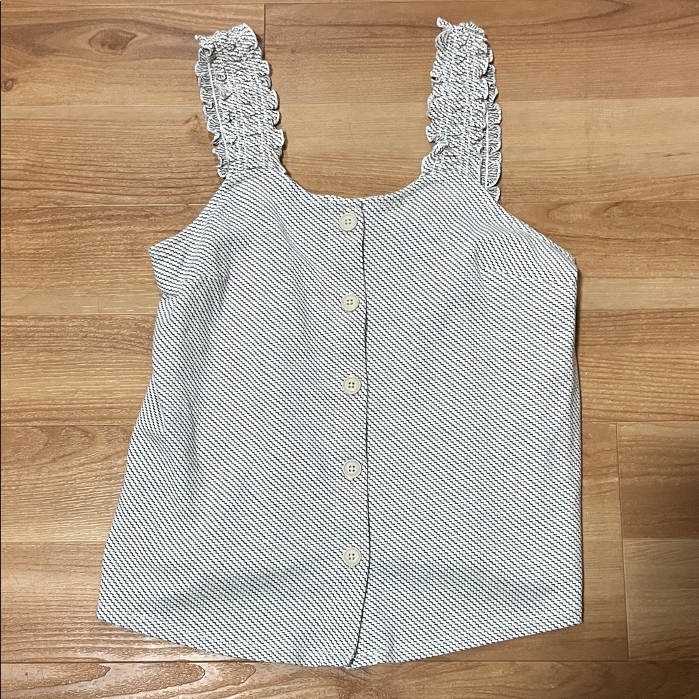 a.n.a Black and White Striped Button-Front Blouse